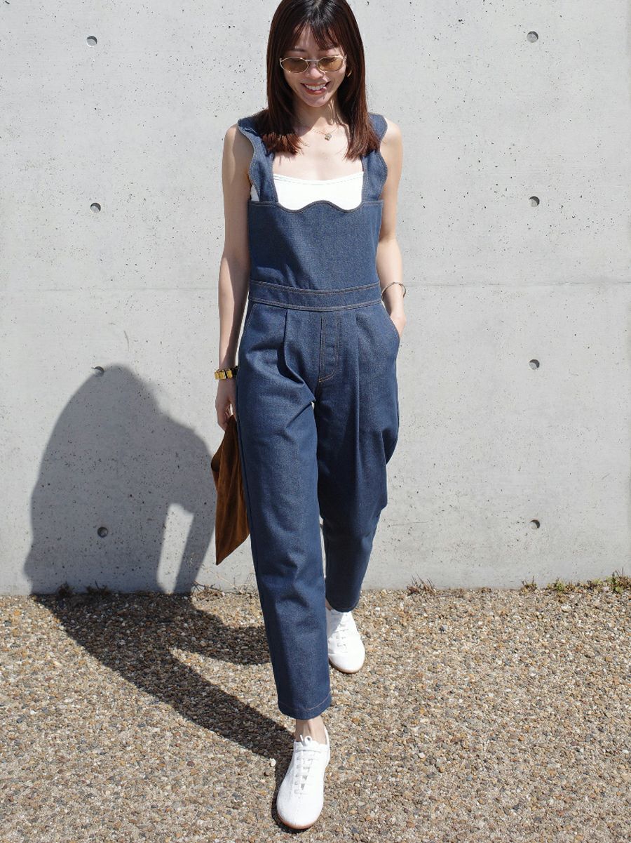 bow.a ダークブルー デニム サロペット M 30% off】DENIM SALOPETTE | bow.a