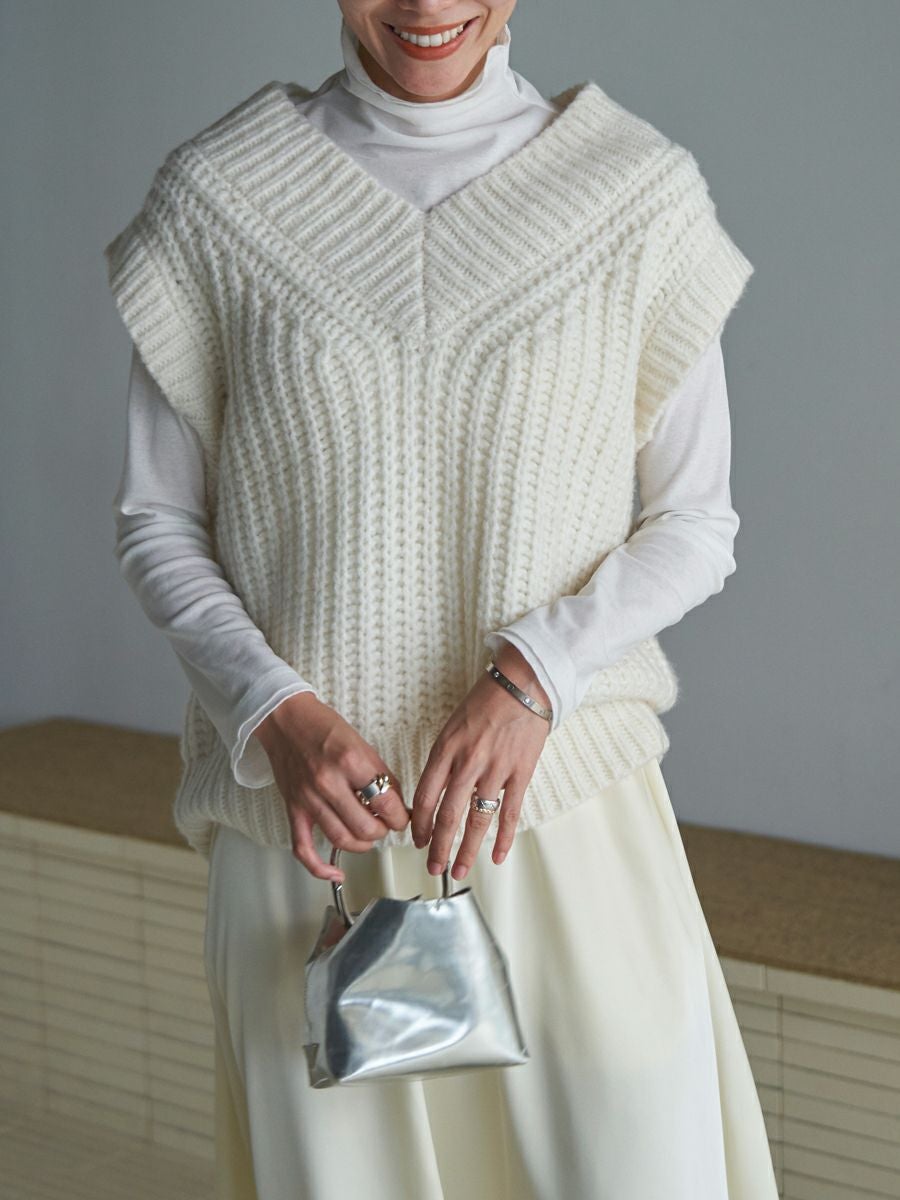 20% off】CASHMERE LOW GAUGE KNIT VEST | bow.a