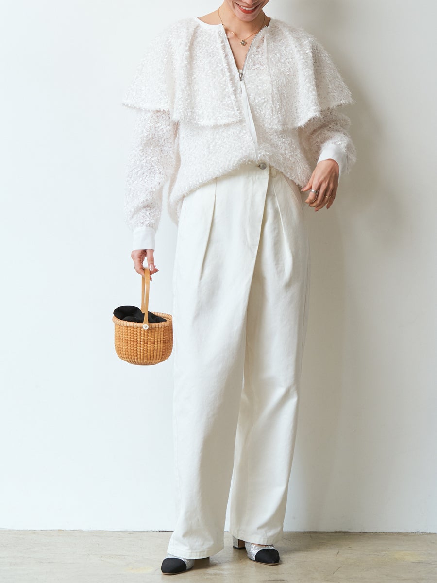 パンツ arincoseyto4tuckpleatsbuggyflarepants DENIM TUCK PANTS | bow.a