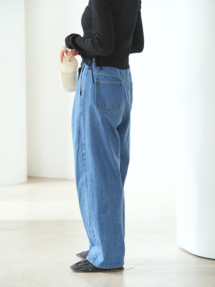 DENIM TUCK PANTS | bow.a