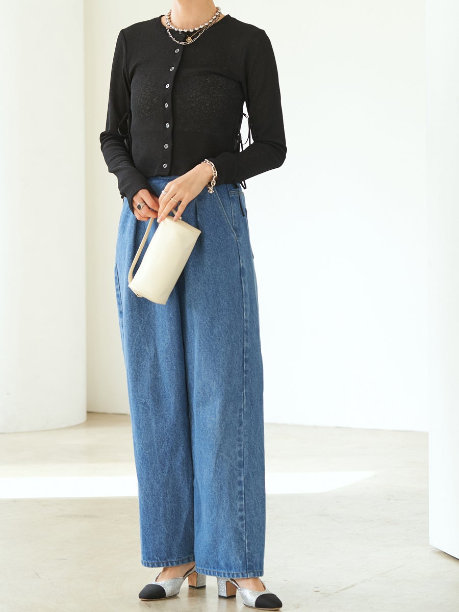 DENIM TUCK PANTS | bow.a