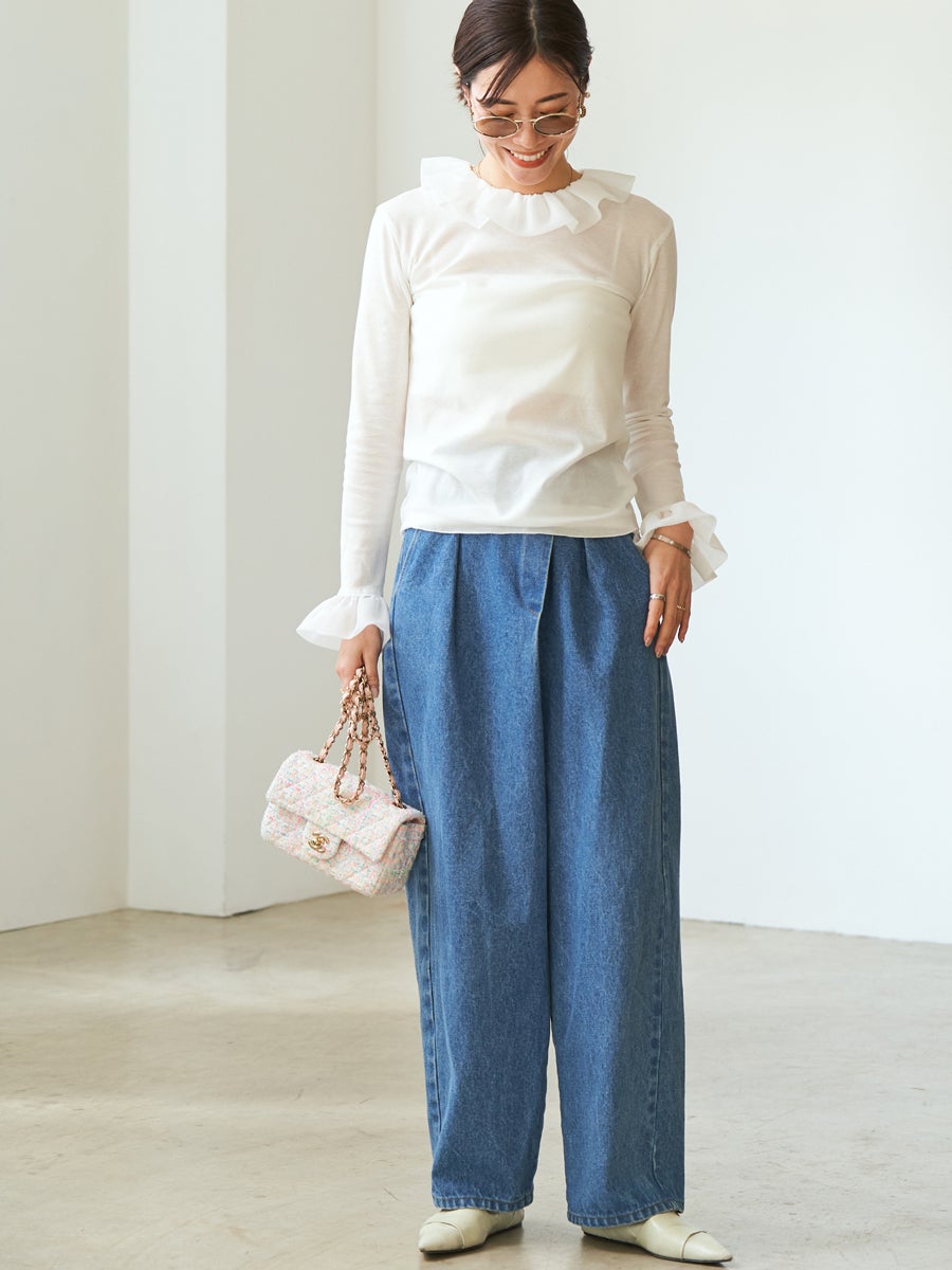 DENIM TUCK PANTS | bow.a
