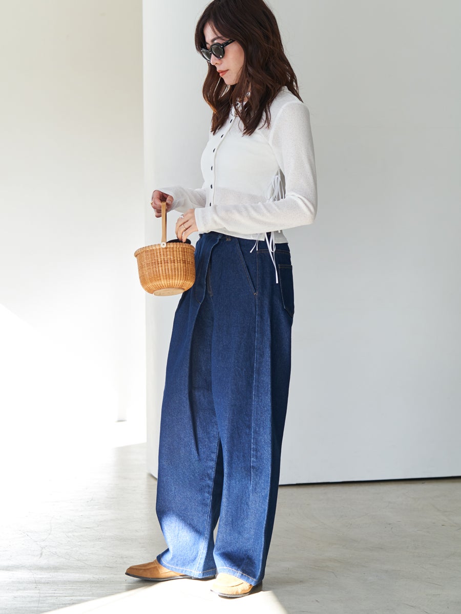 DENIM TUCK PANTS | bow.a