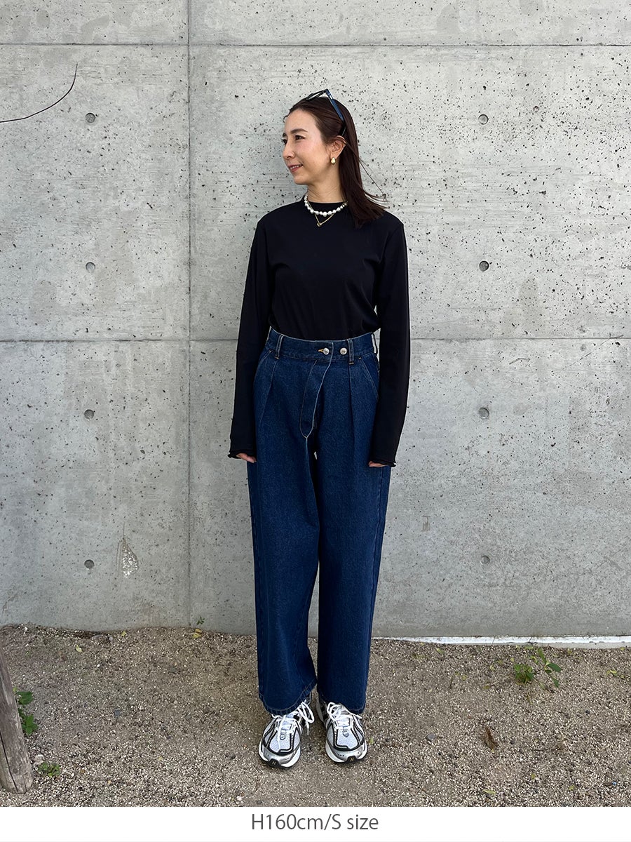 DENIM TUCK PANTS | bow.a