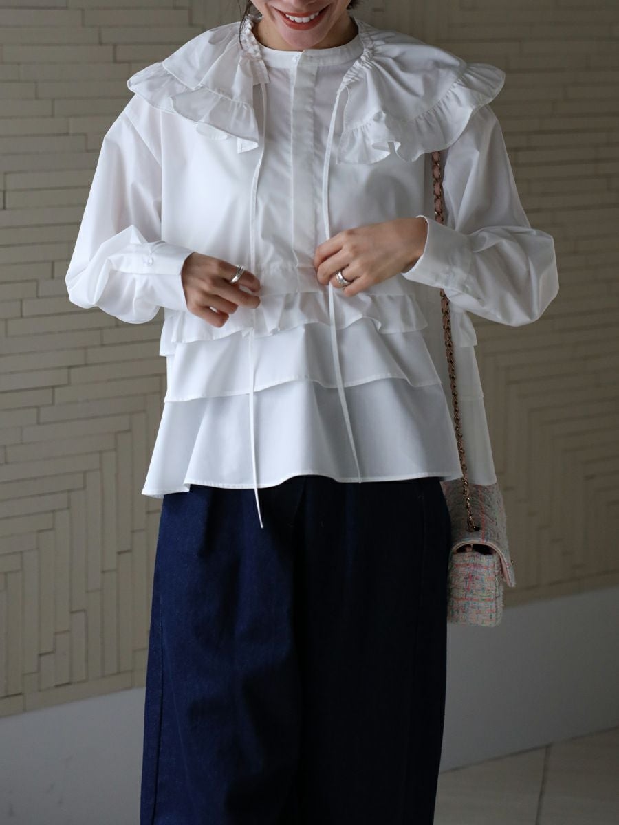 【未使用】bow.a ボウエー　ラウンドバルーンブラウス 20% off】FRILL BLOUSE | bow.a