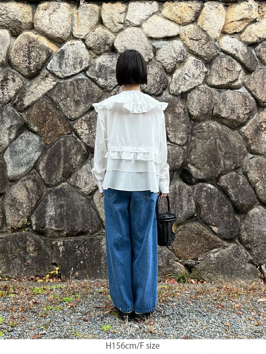 bow.a / ボウエー | BOUQUET BLOUSE / レース切替 プルオーバー シャツ ブラウス | F | ホワイト | レディース レース切替プルオーバー DECOY｜クロスプラス公式通販サイト