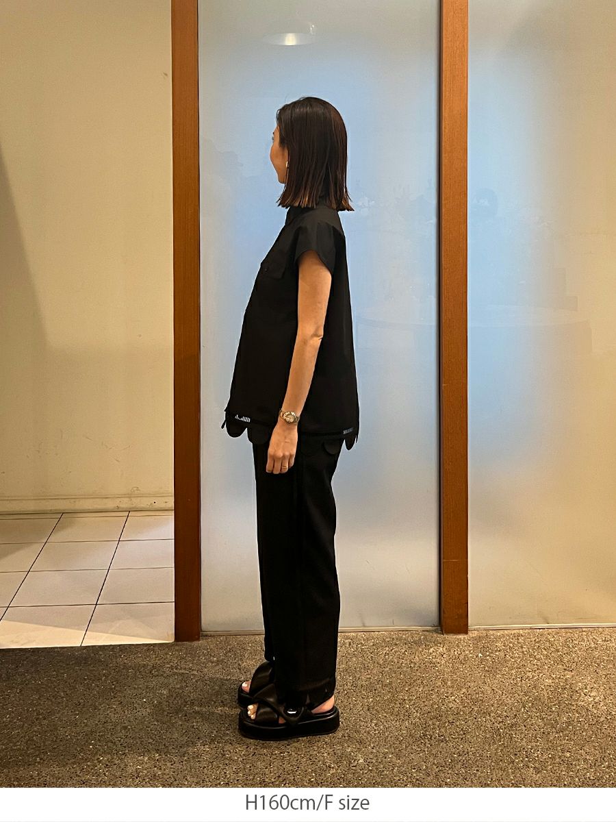 【極美品】オーガ SCALLOP BLOUSE スカラップブラウス 黒 F SCALLOP BLOUSE | bow.a