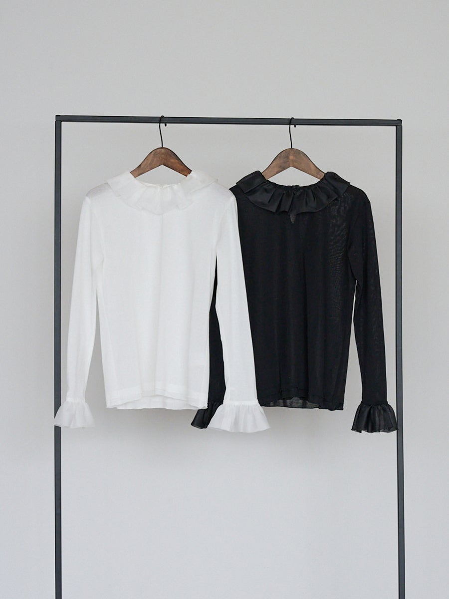bow.a　SHEER FRILL TOPS　白　未使用　ボウエー　シアーフリル SHEER FRILL TOPS | bow.a
