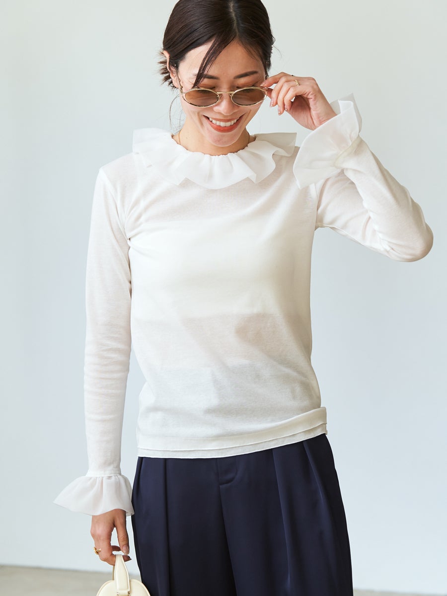 SHEER FRILL TOPS | bow.a