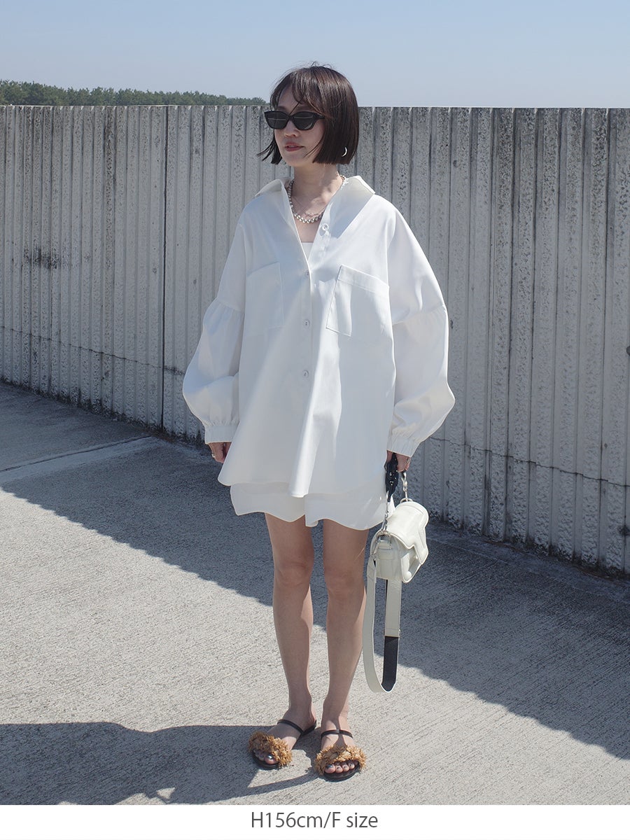 bow.a 水際　ナミナミ　ブラウス　ホワイト 水際 OVER SIZE BLOUSE | bow.a