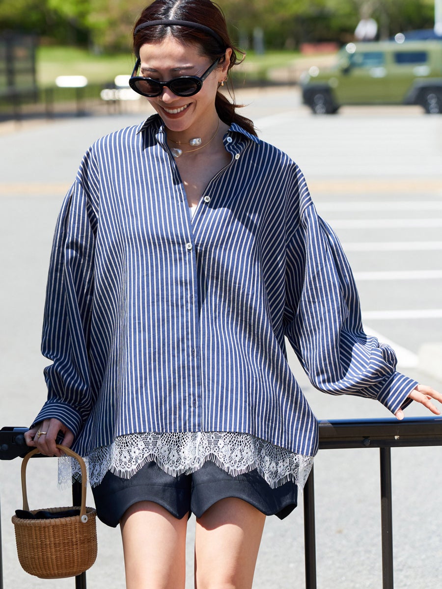 OVER SIZE LACE SHIRTS | bow.a