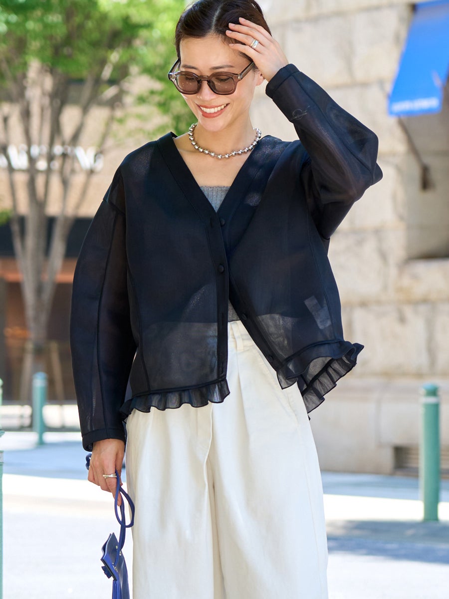 bow.a ボウエー　ウールジレ SHEER CARDIGAN | bow.a