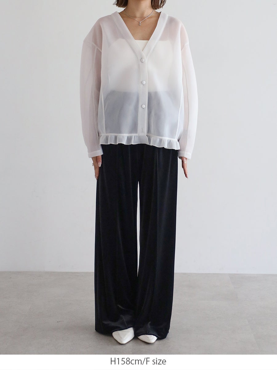 bow.a ボウエー　ウールジレ SHEER CARDIGAN | bow.a